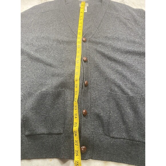 Vintage LL Bean Cardigan Sweater Men’s L Lambswool Braided Leather Buttons - Picture 8 of 11